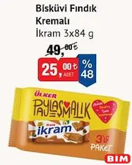 ÜLKER İKRAM BİSKÜVİ FINDIK KREMALI 3X84 G